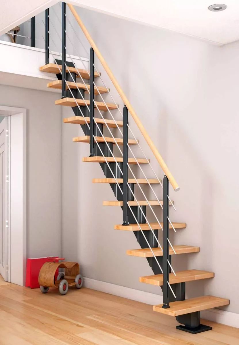 DOLLE Frankfurt - modulové schody přímé do 279 cm, zábradlí STYLE 6