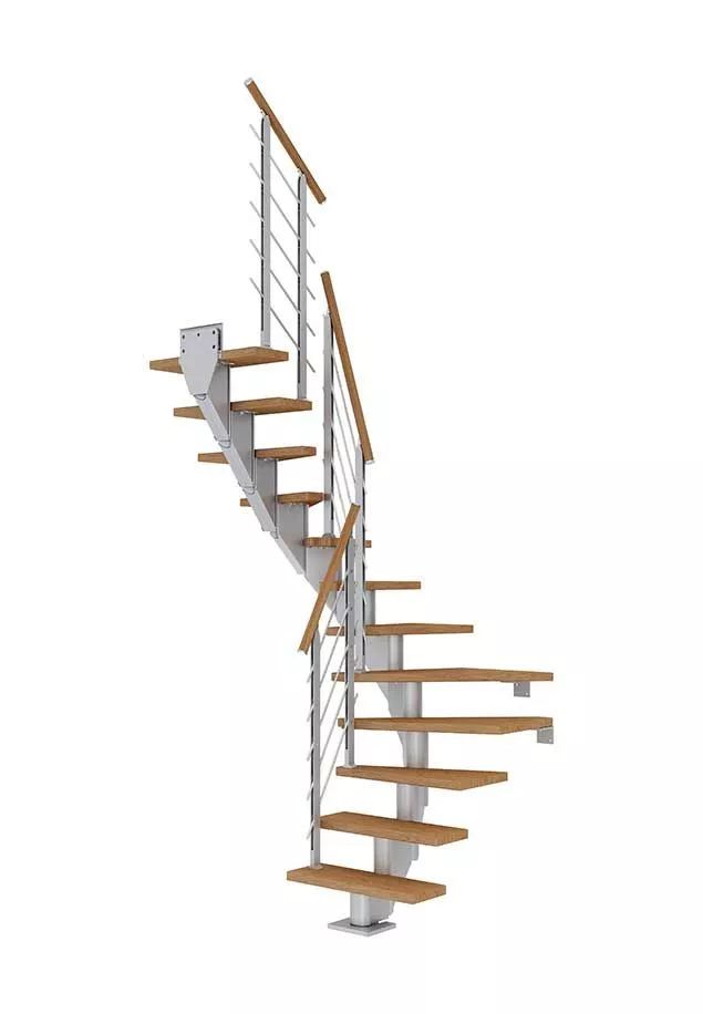 DOLLE Frankfurt - modulové schody 1/2 zatoč. do 279 cm, zábradlí DESIGN