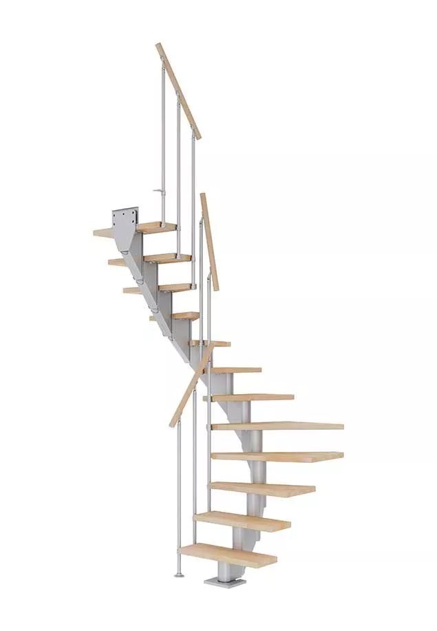 DOLLE Frankfurt - modulové schody 1/2 zatoč. do 279 cm, zábradlí CLASSIC II