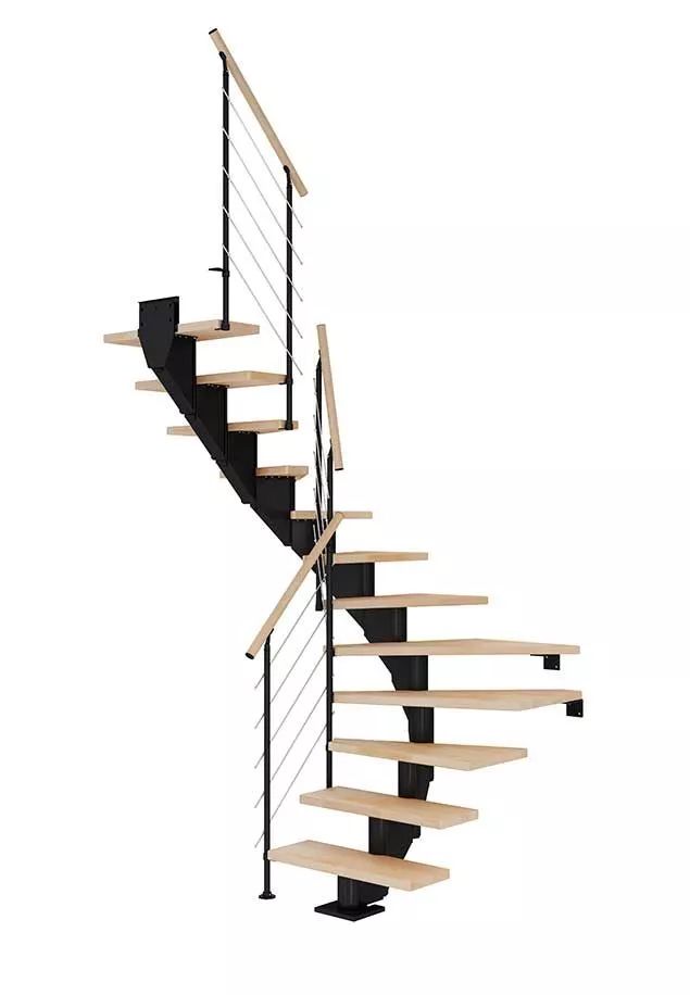 DOLLE Hamburg - modulové schody 1/4 zat. do 301 cm - zábradlí STYLE 6