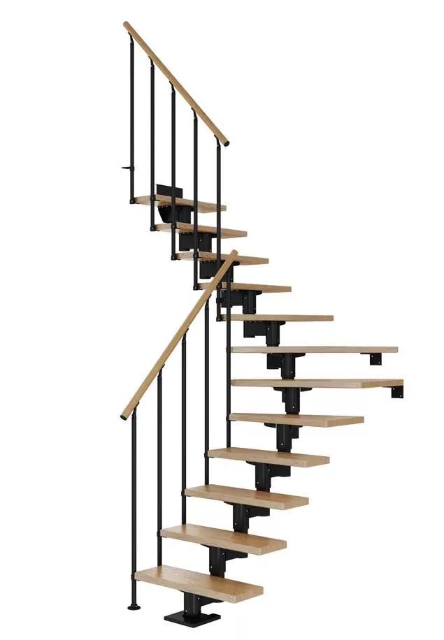 DOLLE Cork - modulové schody o 1/4 zatoč. až do 360cm, zábradlí CLASSIC III