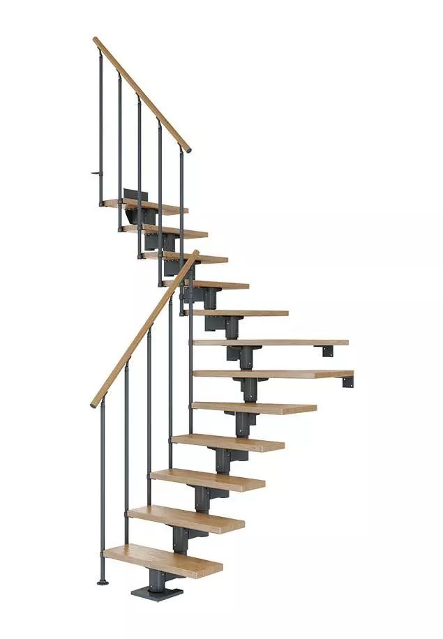 DOLLE Cork - modulové schody o 1/4 zatoč. až do 360cm, zábradlí CLASSIC III