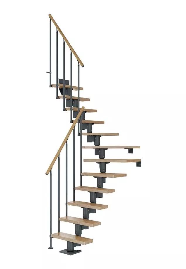 DOLLE Dublin - schody modulové 1/4 zat. do 315cm, 13 nášlapů, zábradlí STYLE 6