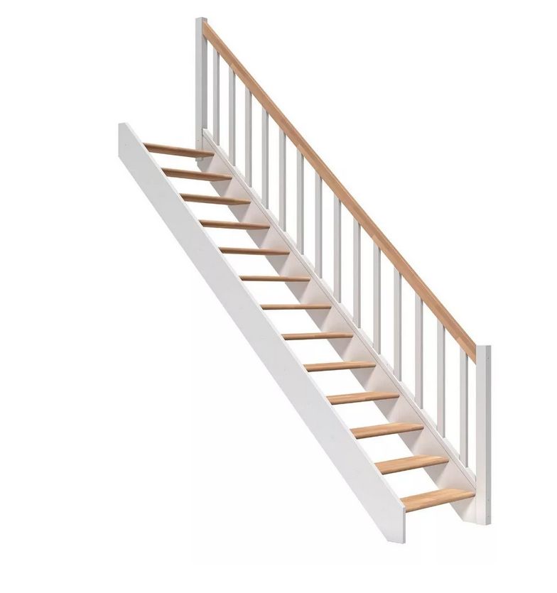 DOLLE PARIS - schody rovné s podstupnicemi, buk-dub lakovaný/bílá