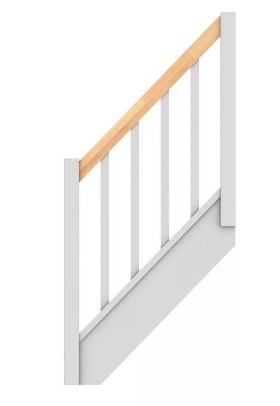 DOLLE PARIS - schody rovné s podstupnicemi, se zábradlím dřevěné sloupky,buk-dub lakovaný/bílá
