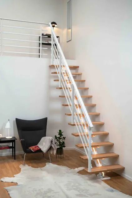 DOLLE SYDNEY - modulové schody přímé do 292 cm, zábradlí PURE