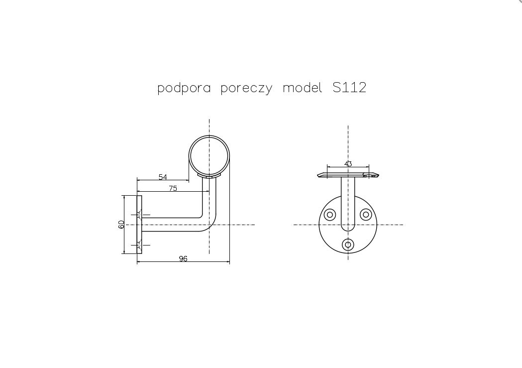 Zábradlí nerez nástěnné S112, délka 60-200 cm