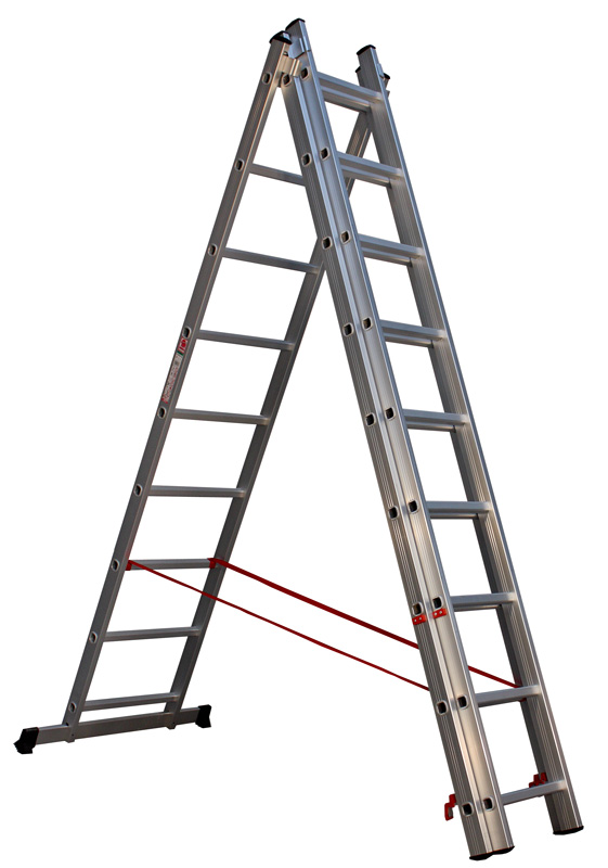 Žebřík hliníkový kombinovaný JUMBO HOBBY Combi 3x9 stupně