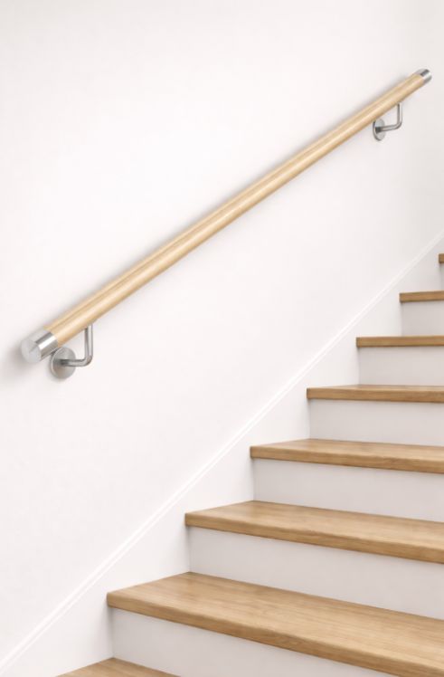 Zábradlí nerez nástěnné S112/dřevo, délka 100-300 cm