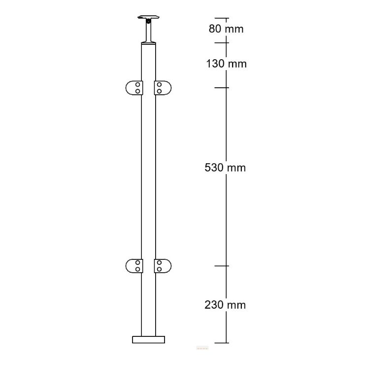 Zábradlí nerez - sloupek s bočním kotvením