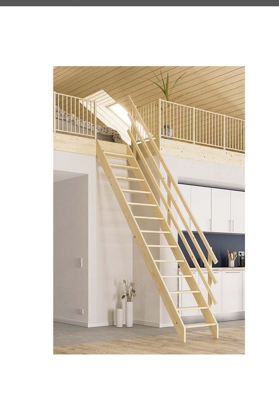 DOLLE BURGAU - schody rovné, smrk nelakovaný