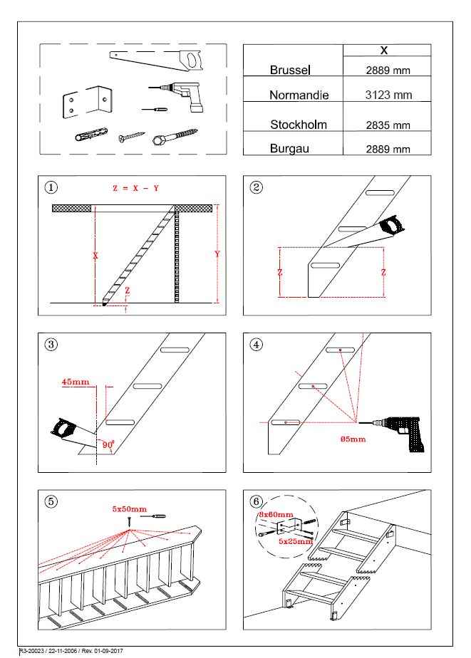 DOLLE NORMANDIE - schody zatočené o 1/4 bez podstupnic, smrk nelakovaný, bez zábradlí