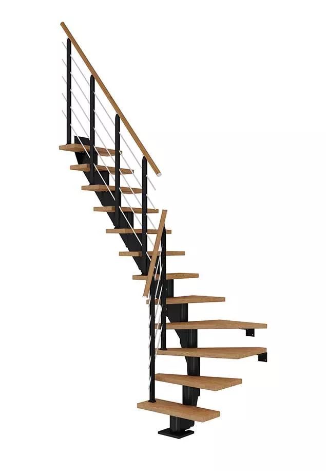 DOLLE Frankfurt - modulové schody 1/4 zatoč. do 258 cm, zábradlí DESIGN