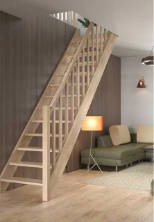 DOLLE HELSINKI - schody rovné bez podstupnic, dub nelakovaný, zábradlí sloupky