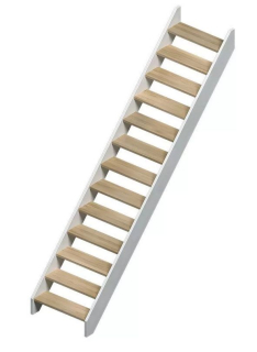 DOLLE HELSINKI - schody rovné bez podstupnic, dub nelakovaný/bílá