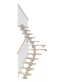 DOLLE Dublin - schody modulové 1/4 zat. do 270cm, 11 nášlapů, zábradlí CLASSIC III