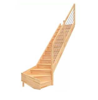 DOLLE PARIS - schody 1/4 pravé s podstupnicemi, se zábradlím nerezové výplně,buk lakovaný/nelakovaný