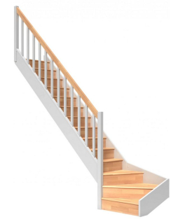 DOLLE PARIS - schody1/4 levé s podstupnicemi, se zábradlím dřevěné sloupky, buk-dub lakovaný/bílá