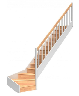 DOLLE PARIS - schody1/4 pravé s podstupnicemi, se zábradlím dřevěné sloupky, buk-dub lakovaný/bílá