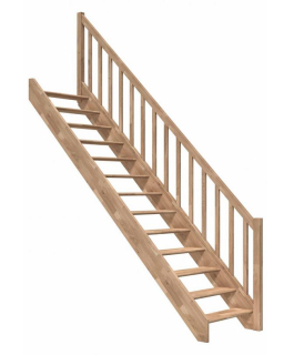 DOLLE PARIS - schody rovné bez podstupnic se zábradlím dřevěné sloupky, dub lakovaný 