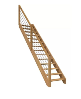 DOLLE PARIS - schody rovné bez podstupnic, se zábradlím nerezové pruty dub lakovaný