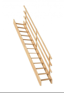 DOLLE BURGAU - schody rovné, buk nelakovaný